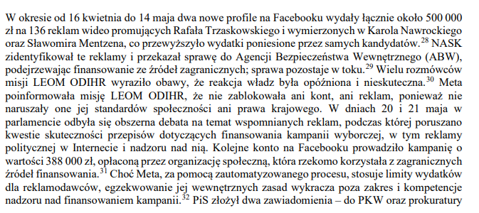 Były próby fałszowania wyborów.

Ale nie w trakcie liczenia głosów - tylko podczas kampanii.
Nie na korzyść Nawrockiego - tylko na korzyść Trzaskowskiego.

To fragment z częściowego raportu OBWE.

Mimo tego, Nawrocki wygrał z całą machiną hejtu.
A tego się nie spodziewali.