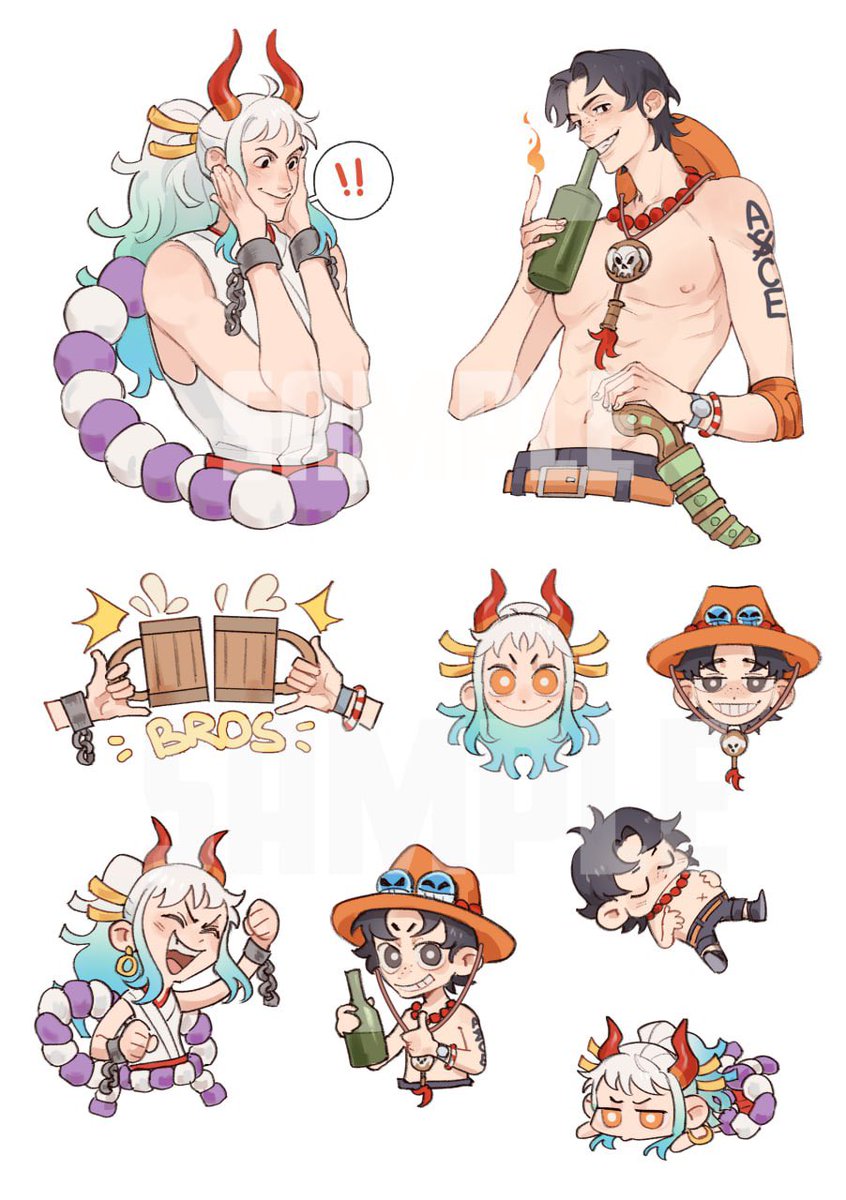 linaxchuu's tweet image. yamato x ace sticker pack 
#onepiece