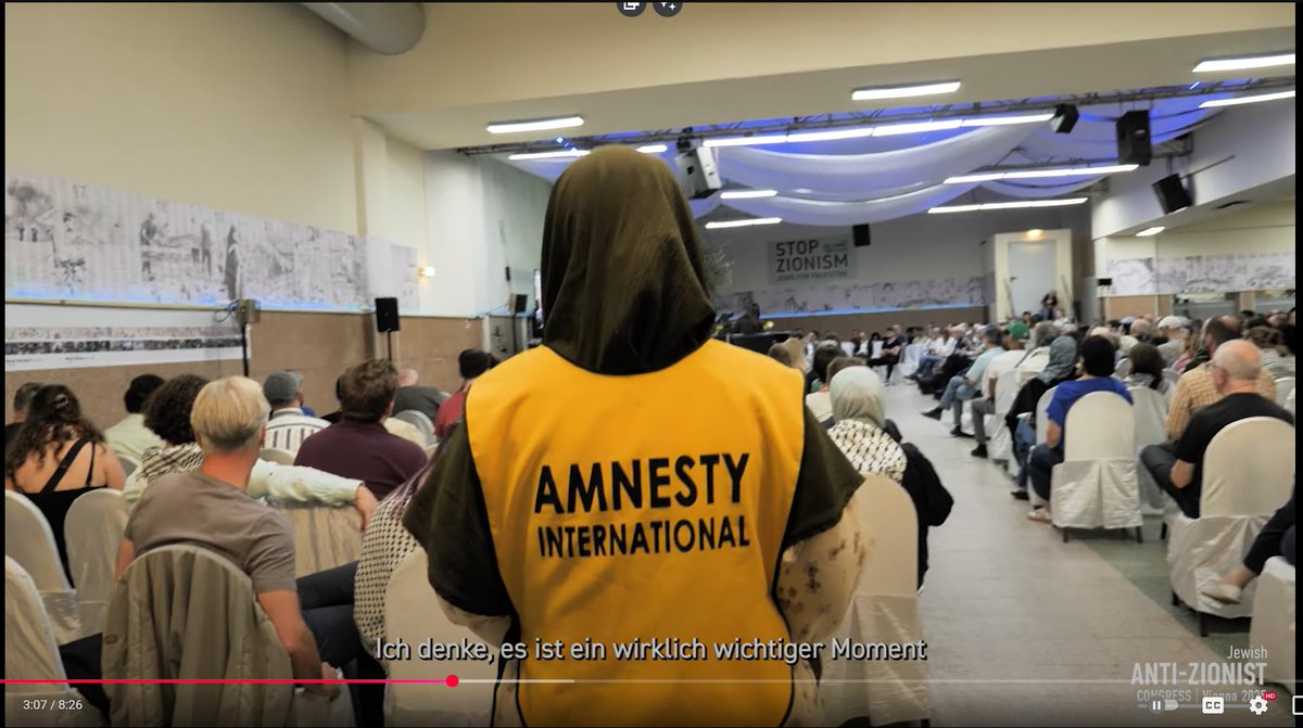 schneckerl's tweet photo. Vorige Woche ist der "antizionistische" Kongress in Wien etwas untergegangen (was auch ok ist).
Nicht untergehen sollte, dass Amnesty dort offenbar nicht nur organisatorische Funktionen übernahm, sondern Mitarbeiterinnen mit Geldkassette dort antiisraelische Artikel verkauften. https://t.co/ozOSwFYKg5