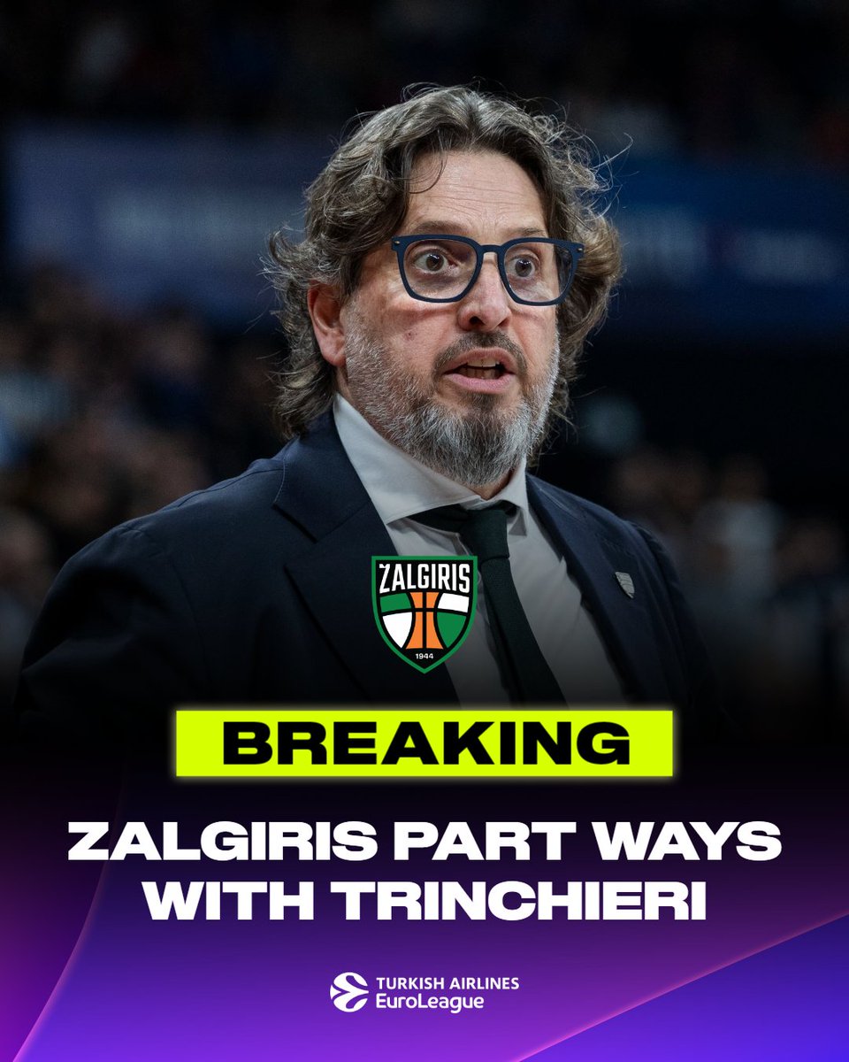 Andrea Trinchieri and <a href="/bczalgiris/">BC Zalgiris Kaunas</a> part ways. 🤝