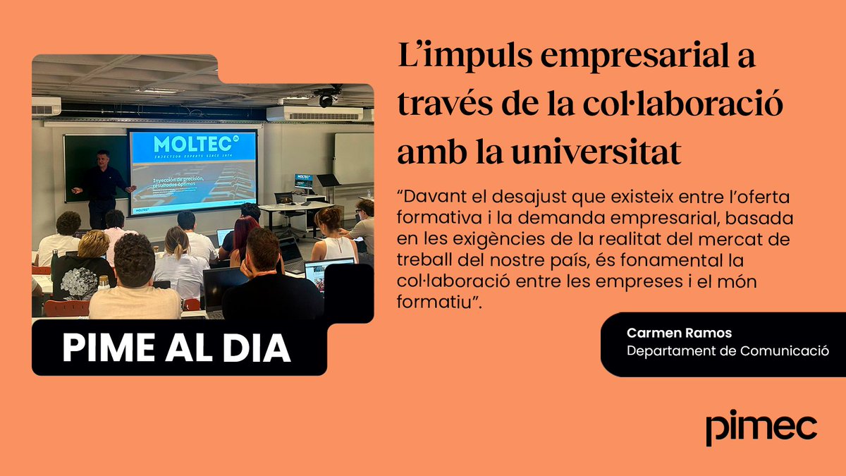 📰 L’impuls empresarial a través de la col·laboració amb la universitat.

"Pimec ha engegat una iniciativa que consisteix a donar a les pimes l’oportunitat de comptar amb l’alumnat de les universitats catalanes perquè les ajudi a assolir els seus reptes".

tinyurl.com/mryczp8v
