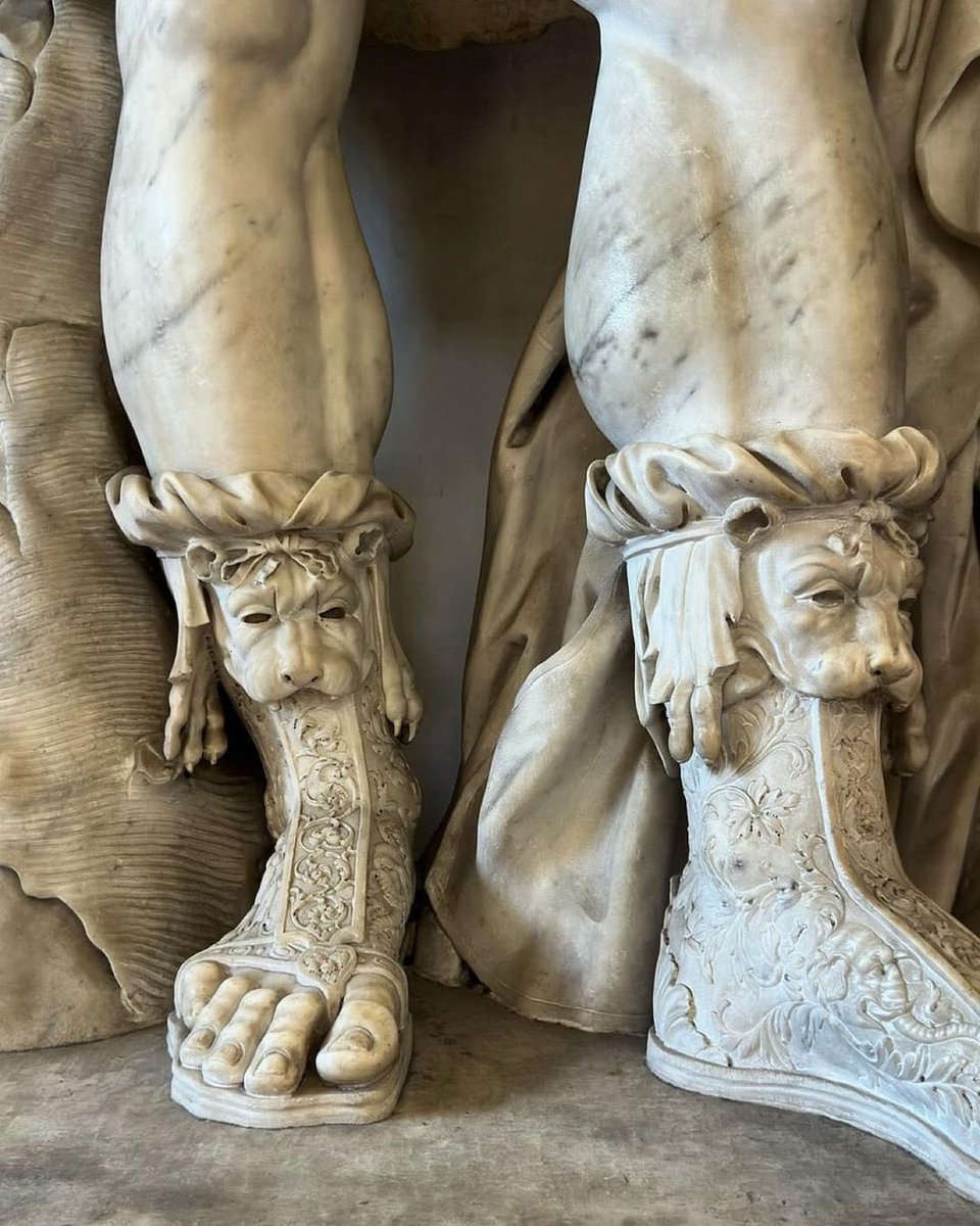 Calcei of Mars (footwear) – Detail from the Colossal Statue of Mars, also known as Pyrrhus, 2nd century AD.