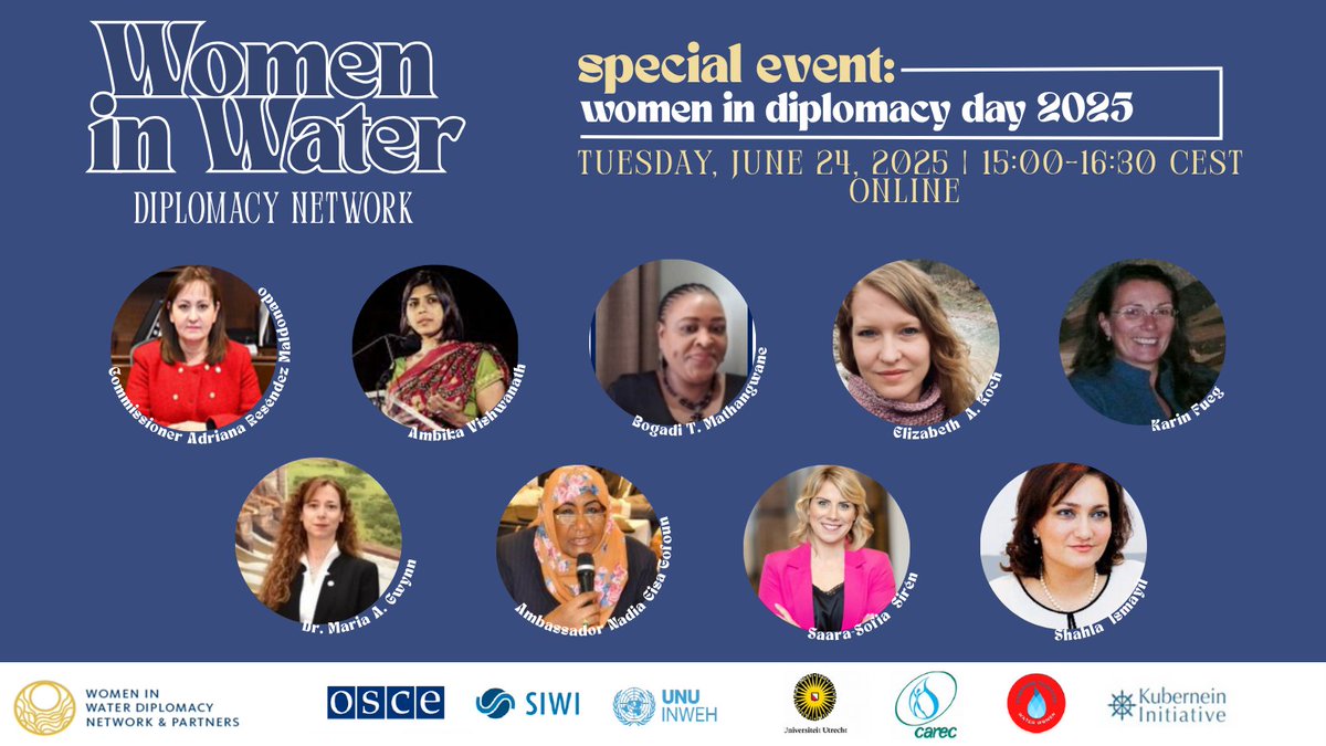 Kubernein's tweet image. ‼️Happening Tomorrow! We are co-partnering with the Women in Water Diplomacy Network for the 3rd anniversary of Women in Diplomacy Day for a special event, where members of Women in Water Diplomacy Network will speak about inclusive decision making in water- with a focus on water…
