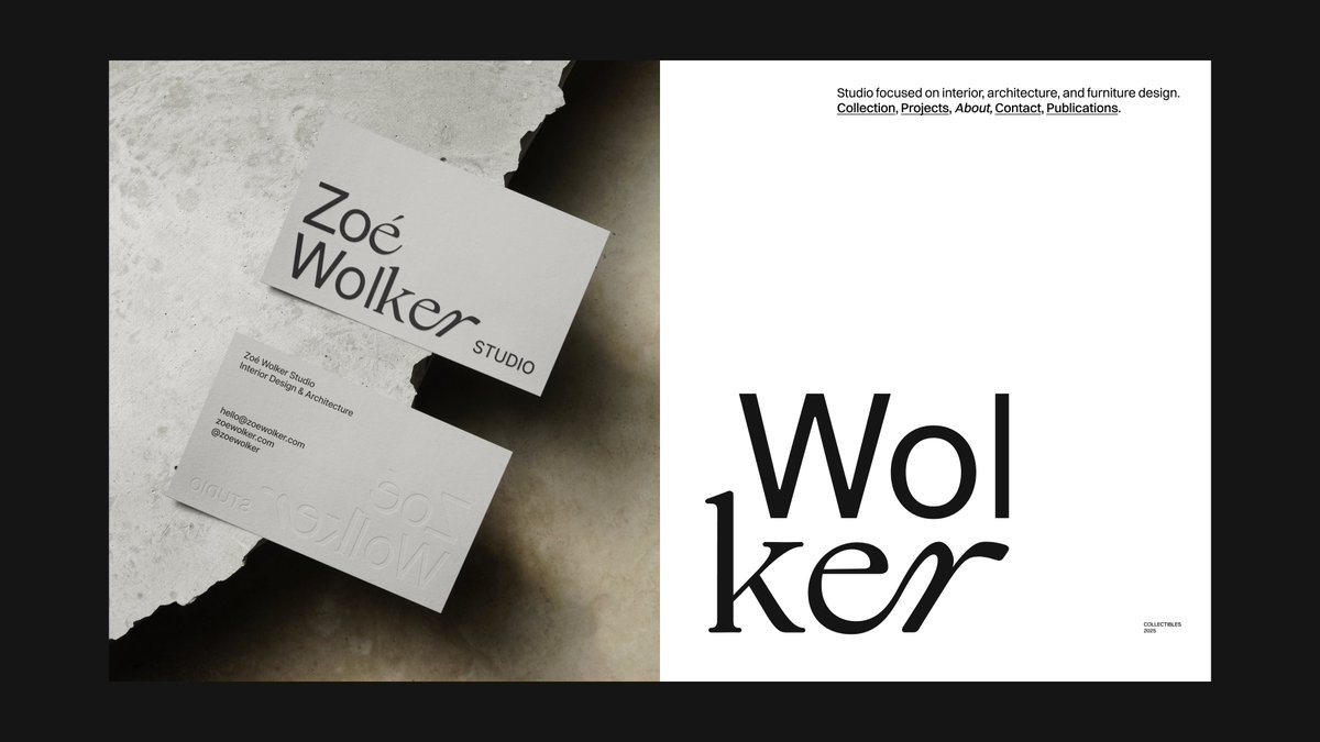 vitaspenser's tweet image. Been off the radar for a while. Took a break from posting, but not from creating 👀
Kicking things off with a project @spenserdesigns and I are proud of: Branding and website for Zoé Wolker, a studio working across interiors, furniture, and architecture.
More to come!