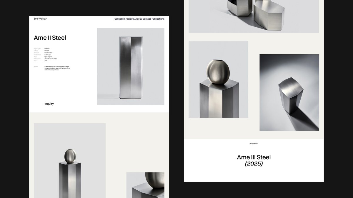 vitaspenser's tweet image. Been off the radar for a while. Took a break from posting, but not from creating 👀
Kicking things off with a project @spenserdesigns and I are proud of: Branding and website for Zoé Wolker, a studio working across interiors, furniture, and architecture.
More to come!
