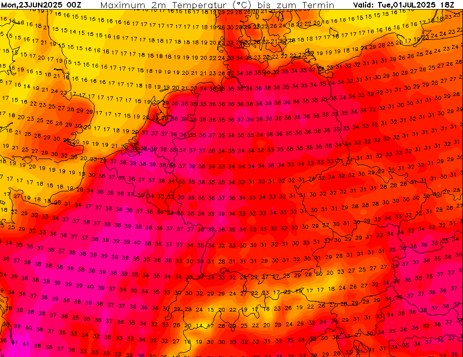 Rond klokke 12 uur analyse van de nieuwe #hittegolf met climax begin juli. Halen we de 38 graden die al twee weken gepland staat !?
Komende woensdag ook al tot 30 graden!                  

Meer info via de weerprimeurlijn 0900-1234554.
