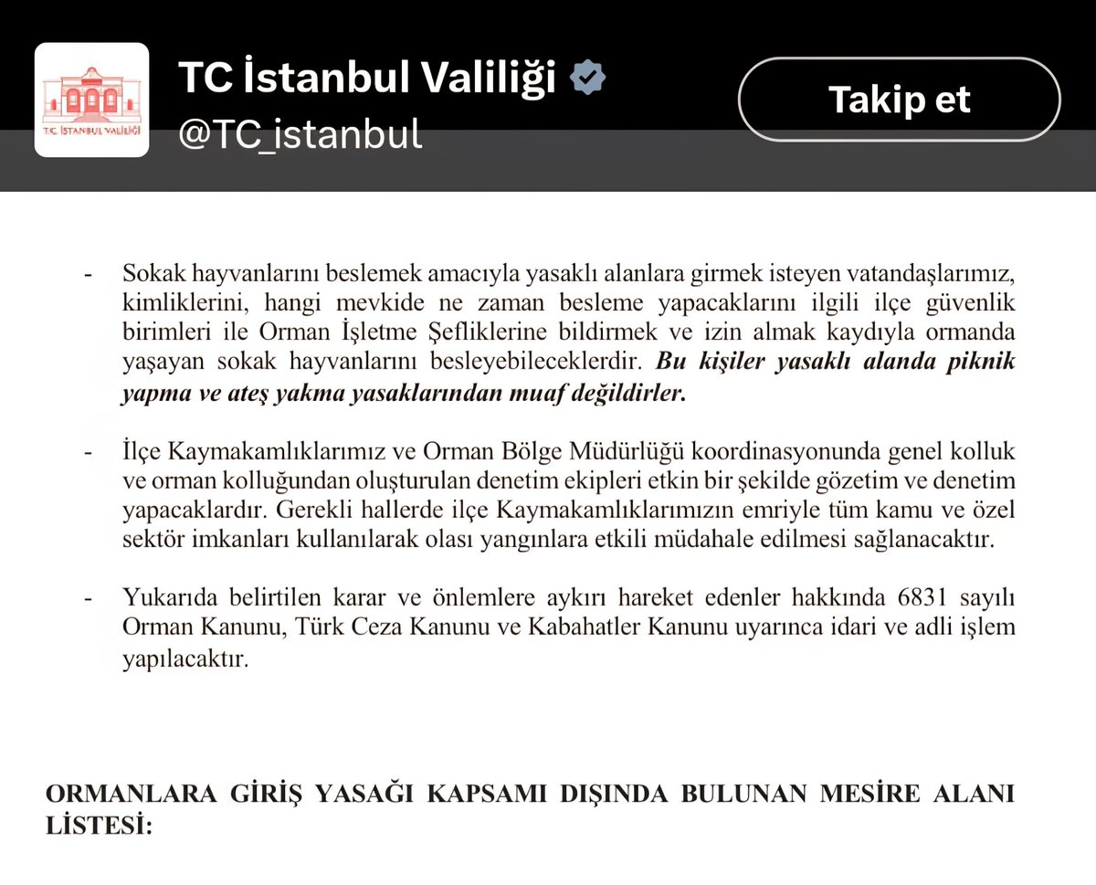 Bir valilik düşünün; toplaması gereken köpekler,gözü gibi koruması gereken ormanlarda beslenmesine izin verip ekosistemin anasını ağlatsın!
Bu ülkede başıboş köpek ve köpekçilerden ziyade,aklını kaybetmiş otorite sorunu vardır!
Akıl fikir izân diliyorum.
<a href="/TC_istanbul/">TC İstanbul Valiliği</a> <a href="/gul_davut/">Davut GÜL</a>
