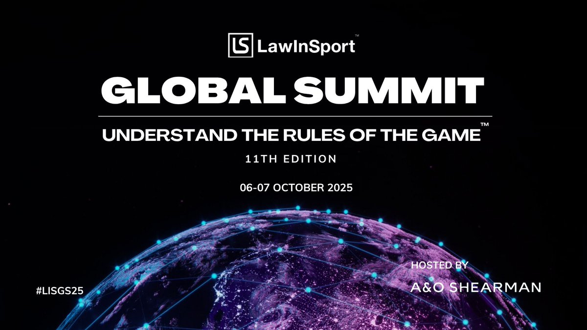Registrations are now open for this year's Global Summit 2025, which will be held in London on 6 &amp; 7 October 2025: bit.ly/3HUCEun 

The event will bring together experts to discuss some of the more important legal issues that impact different sports and sports