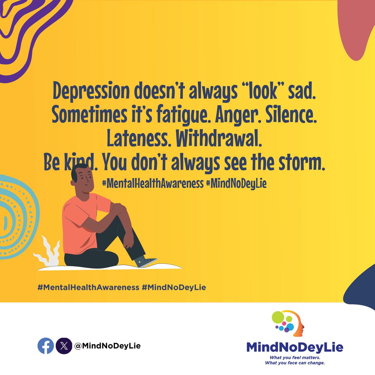 #MindNoDeyLie #MenDoCry #WhatYouFeelMatters #MentalHealthAwareness #GhanaYouthVoices

@MHAGhana <a href="/WHOAFRO/">WHO African Region</a> <a href="/mohgovgh/">Ministry of Health, Ghana</a> @Mental360gh @AfriYANGhana <a href="/WHO/">World Health Organization (WHO)</a> <a href="/UNFPA/">UNFPA</a> @YOUNGAfrica <a href="/mentalhealth/">Mental Health Foundation</a> @YMHAlliance