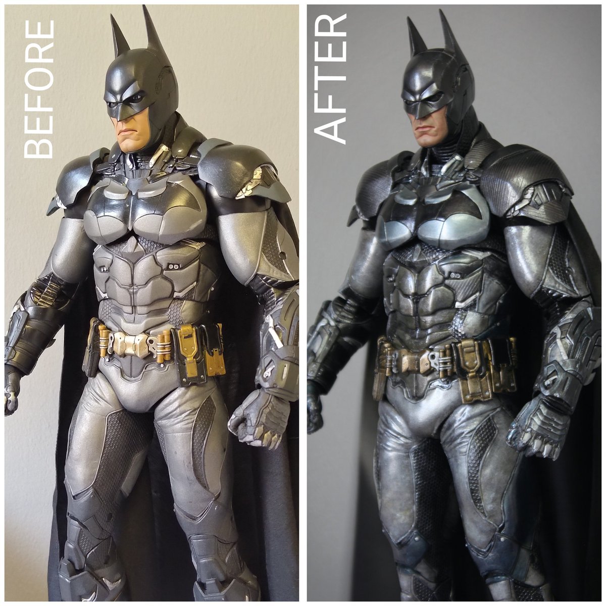 therayyanza's tweet photo. Happy 10th anniversary to one of my fav games, Batman Arkham Knight and for the occasion I repainted this old NECA action figure! @RocksteadyGames #batman #ActionFigure https://t.co/8aeljNd14D