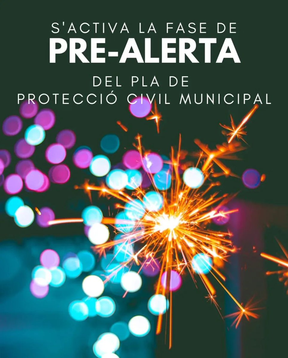 🚨Protecció Civil Sant Fost🚨 (@pcivilsantfost) on Twitter photo S'activa la fase de Pre-Alerta del Pla de Protecció Civil Municipal <a href="/AJsantfost/">Ajuntament de Sant Fost</a> amb motiu de la revetlla de Sant Joan i el risc d'incendis forestals.
<a href="/emergenciescat/">Protecció civil</a>
<a href="/Coordinadora_AV/">Coordinadora AVPC-Catalunya</a> S'activa la fase de Pre-Alerta del Pla de Protecció Civil Municipal <a href="/AJsantfost/">Ajuntament de Sant Fost</a> amb motiu de la revetlla de Sant Joan i el risc d'incendis forestals.
<a href="/emergenciescat/">Protecció civil</a>
<a href="/Coordinadora_AV/">Coordinadora AVPC-Catalunya</a>