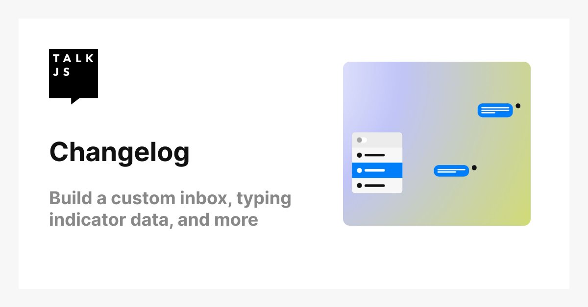 TalkJS's tweet image. 🚀 New in TalkJS this month:
• Build a custom inbox w/ real-time convo data
• Typing indicators w/ smart activity tracking
• Threaded email notifications
• React Native SDK updates & more
Full update 👇
changelog.talkjs.com/build-a-custom…
#APIs #ReactNative #ProductUpdate #JavaScript