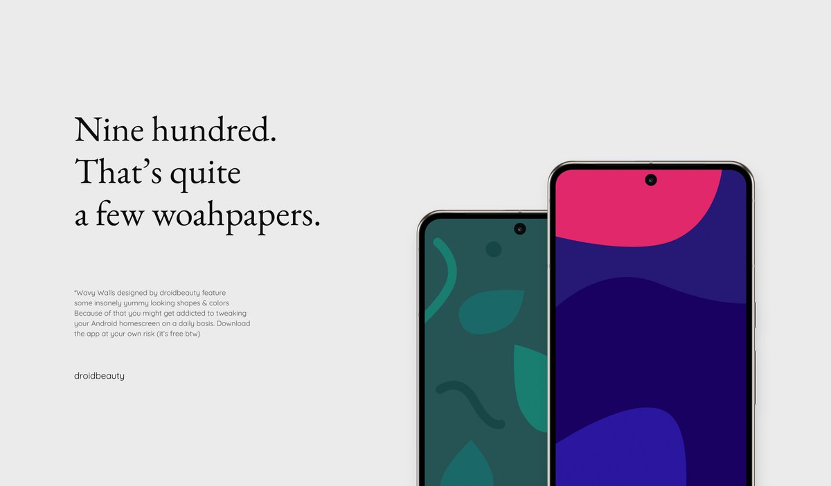 droidbeauty's tweet image. Kicking off new week with a milestone 🏆

Wavy reaches 900. Yes - nine hundred wallpapers. Wooh! 🔥

→ bit.ly/WavyWallpapers

#wallpaper #androidtheme #setup #homescreen #color #backdrops #minimal #homescreen