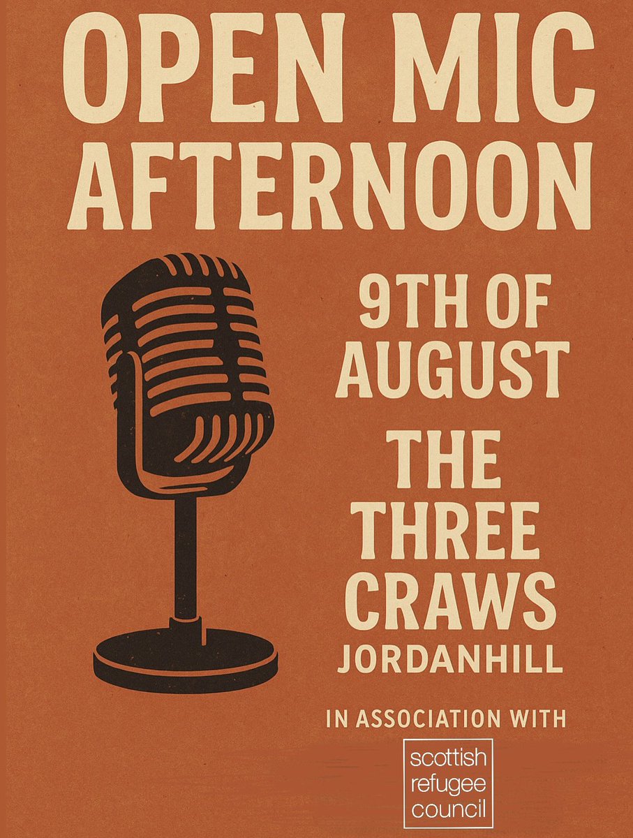 Laura (@laurad5011) on Twitter photo Right, we are having a wonderful Open Mic afternoon at the pub, and I’m looking for people keen to come down and give us some tunes. If you fancy taking part then please message me.
All money raised will be going to <a href="/scotrefcouncil/">Scottish Refugee Council 🧡</a> 💛 Right, we are having a wonderful Open Mic afternoon at the pub, and I’m looking for people keen to come down and give us some tunes. If you fancy taking part then please message me.
All money raised will be going to <a href="/scotrefcouncil/">Scottish Refugee Council 🧡</a> 💛