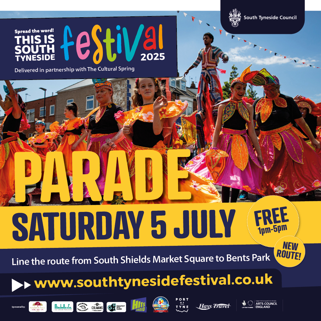 Join us for our annual summer parade on 5 July ☀️ 

📢 NEW ROUTE! The Summer parade will begin 1pm at South Shields Market Square, making its way along King Street and Ocean Road towards the seafront and Bents Park. 

Find out more: visitsouthtyneside.co.uk/article/17828

#ACESupported