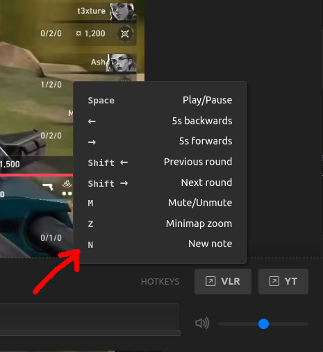 We've added a new hotkey for creating notes (N).

It pauses playback, lets you write the note, and resumes playback upon saving.