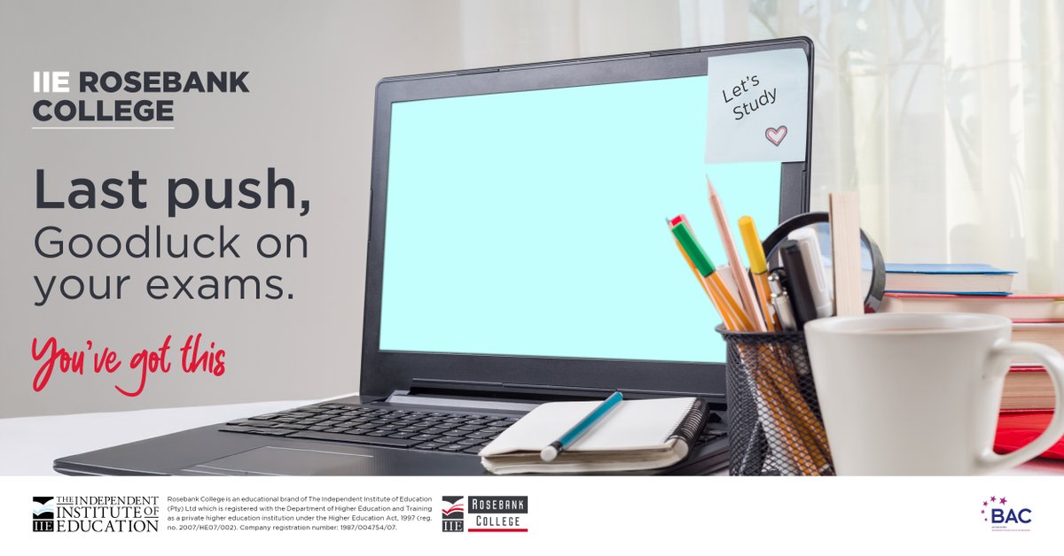 Breathe. Focus. Conquer. You have prepared for this moment. Best of luck!

#IIERosebankCollege #ExamSeason #YouCanDoIt