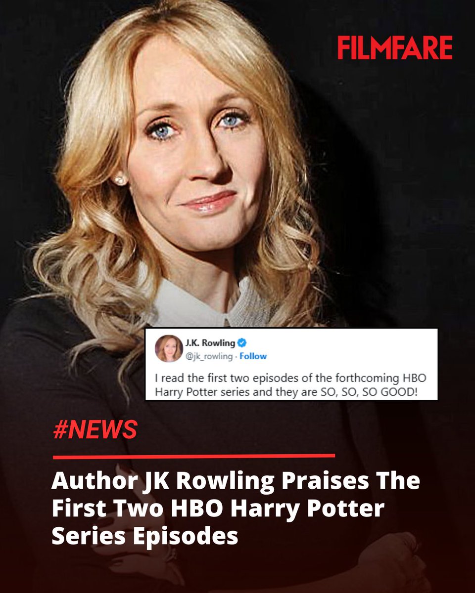 filmfare's tweet photo. #JKRowling, the bestselling author of the #HarryPotter books, has finally shared her thoughts on HBO’s upcoming Harry Potter television series, and it’s all good news for fans.

Taking to X (formerly Twitter), Rowling said she read the first two episodes and absolutely loved them. “They are SO, SO, SO GOOD,” she wrote with excitement.

Read more : https://t.co/bv1FaLitO6

#NEWS