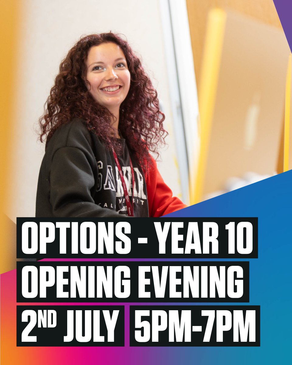 With GCSE options now chosen, it’s the perfect time to start thinking about what comes next.

Join us for our Year 10 Open Evening on Wednesday 2nd July, from 5pm-7pm at our Burton Town Centre Campus.

Register now: bsdc.ac.uk/events/open-da….