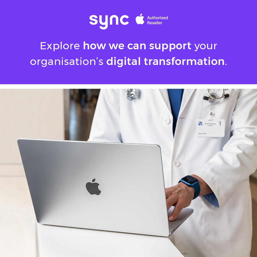 As an Apple Authorised Reseller, we support healthcare organisations as they embark on a digital transformation journey.

We specialise in helping organisations integrate Apple technology to help improve the healthcare experience for patients.

Learn more:
wearesync.co.uk/apple-in-healt…