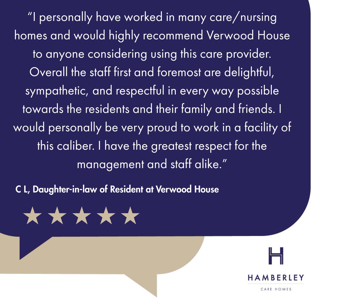🔎 Looking for a highly rated care home in Verwood? We’re delighted to share a glowing 5-star review from the daughter-in-law of one of our residents, highlighting the exceptional care and support at Verwood House Care Home ⭐⭐⭐⭐⭐

#CareHomesInDorset