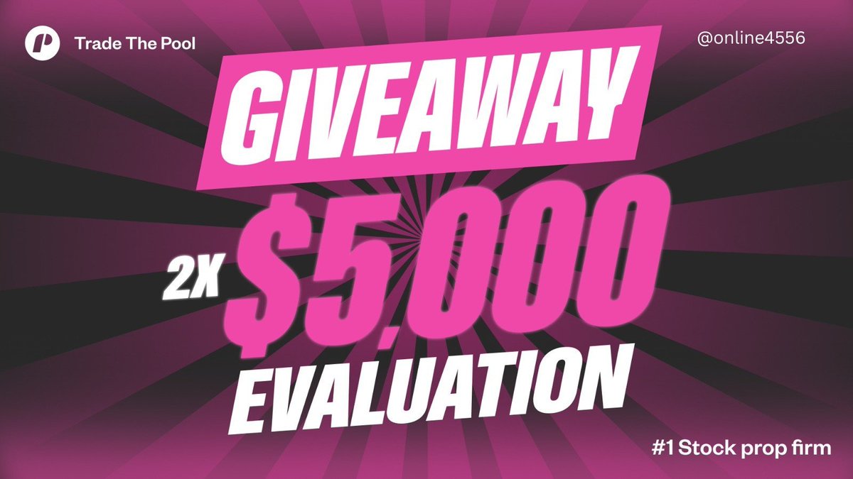 🎁Giveaway Alert      

2 x $5,000 Evaluation.   

1. MUST FOLLOW: <a href="/TradeThePool/">Trade The Pool</a> , <a href="/online4556/">Trader M 😎</a>

ALSO FOLLOW: <a href="/Brinceofcrypto/">₿𝖎𝖌_₿𝖗𝖎𝖓¢€ 🎲♟️</a> , <a href="/her_prince_bk_/">BHARATH T</a>  , <a href="/theictconcept/">The Inner Circle Trader</a> , <a href="/Aurel_Pips/">AurelPips 🧪</a> , <a href="/BouterFx/">Ya Hussain💖</a> , <a href="/trader0135/">maestro</a> 

2. Like , Retweet , Tag 3 friends!       

3. Vote for Trade The Pool on Prop