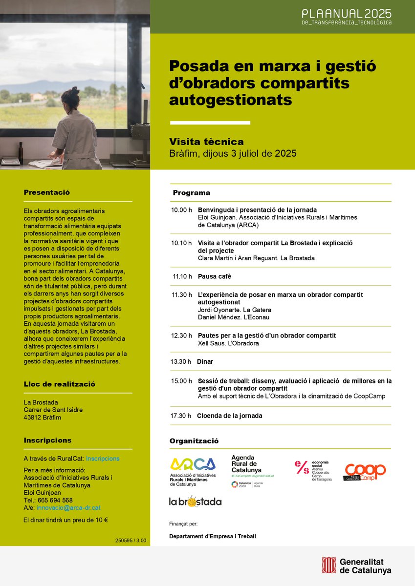 📌Visita tècnica: Posada en marxa i gestió d'obradors compartits autogestionats #PATT2025

📍 Bràfim
🗓️ 3 de juliol de 2025
🕘 10.00 h

ow.ly/GRQG50WcFal

<a href="/arcaruralcat/">Associació Iniciatives Rurals Marítimes Catalunya</a> <a href="/ateneucoopcamp/">Ateneu CoopCamp</a>