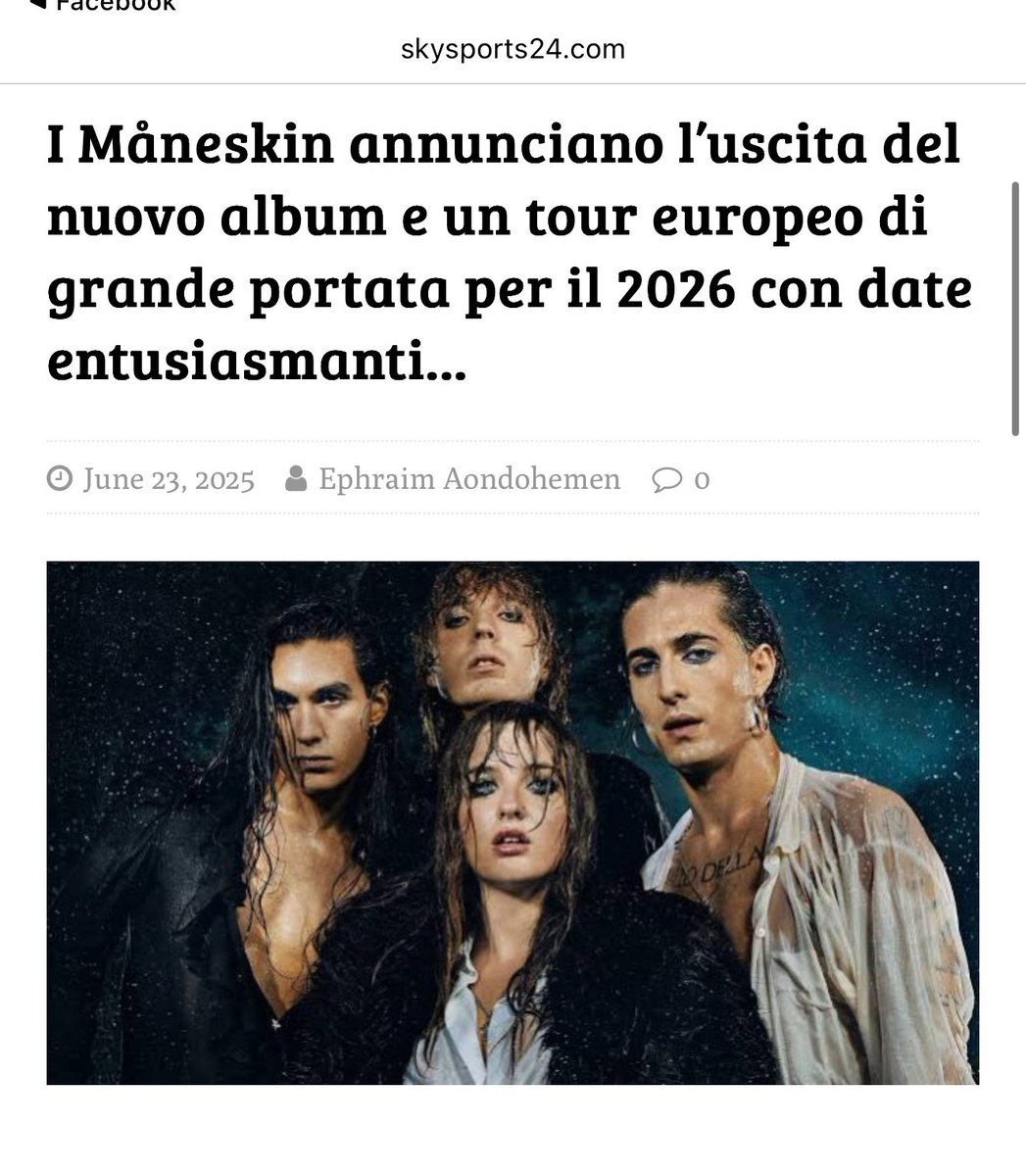 Il fenomeno rock mondiale Måneskin ha annunciato ufficialmente l’uscita del suo nuovo album nel 2026, a cui seguirà un importante tour europeo che dovrebbe registrare il tutto esaurito nei palazzetti di tutto il continente. L’album, ancora senza titolo, è previsto per marzo 2026