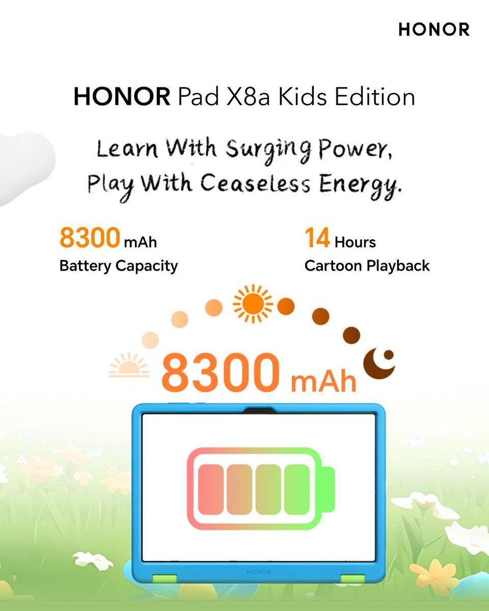 ExploreHONOR's tweet image. All-day learning without interruption. With 8300mAh battery capacity delivering up to 14 hours of continuous use, education never has to pause. 
Shop now at Amazon.in
#LongBatteryLife #UninterruptedLearning #ReliableTech
