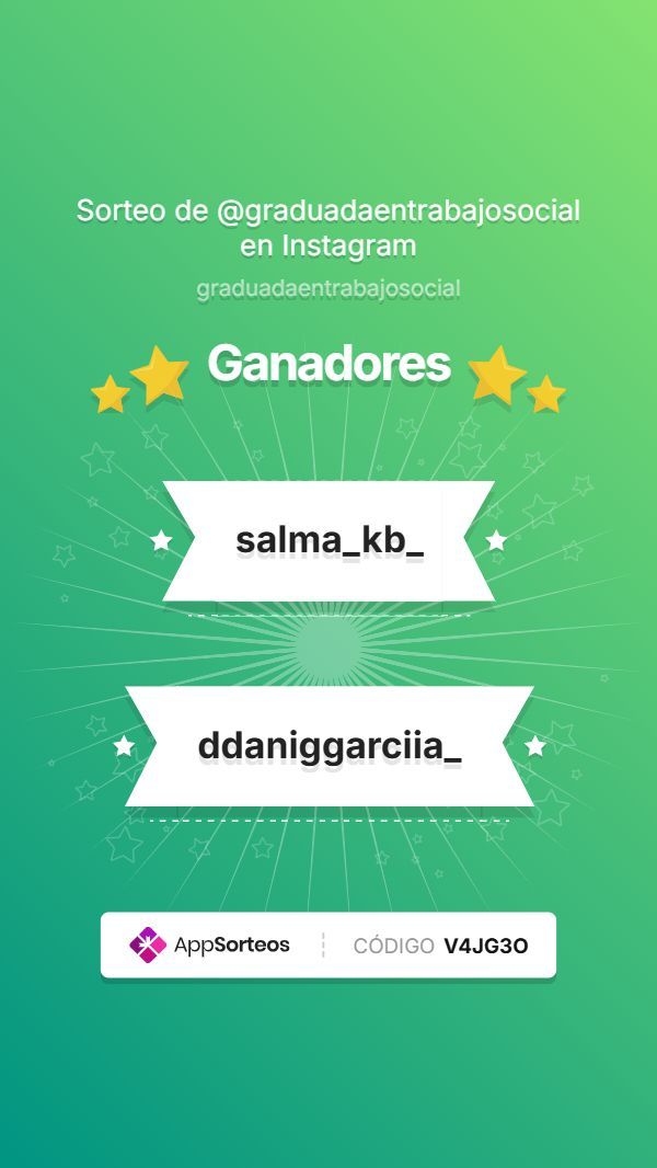 Trabajo Social Murcia (@cots_murcia) on Twitter photo 🎉 ¡Ya tenemos ganadoras del sorteo para precolegiad@s de Murcia! 🎉
👏 Enhorabuena!!!!!
<a href="/ftsocialmurcia/">Facultad de Trabajo Social de Murcia</a> <a href="/delegatrabaumu/">delegatraba.umu</a> <a href="/MurciaSocial1/">MurciaSocial</a> <a href="/cgtrabajosocial/">CGTrabajoSocial</a> <a href="/JuanCarrionT/">Juan Carrion Tudela</a> <a href="/TusInstantes/">Fran Manzanera</a> <a href="/GomezyCarmen/">CarmenGomezyNavarro</a> <a href="/MarianPrezTS/">Marian Pérez</a> 🎉 ¡Ya tenemos ganadoras del sorteo para precolegiad@s de Murcia! 🎉
👏 Enhorabuena!!!!!
<a href="/ftsocialmurcia/">Facultad de Trabajo Social de Murcia</a> <a href="/delegatrabaumu/">delegatraba.umu</a> <a href="/MurciaSocial1/">MurciaSocial</a> <a href="/cgtrabajosocial/">CGTrabajoSocial</a> <a href="/JuanCarrionT/">Juan Carrion Tudela</a> <a href="/TusInstantes/">Fran Manzanera</a> <a href="/GomezyCarmen/">CarmenGomezyNavarro</a> <a href="/MarianPrezTS/">Marian Pérez</a>
