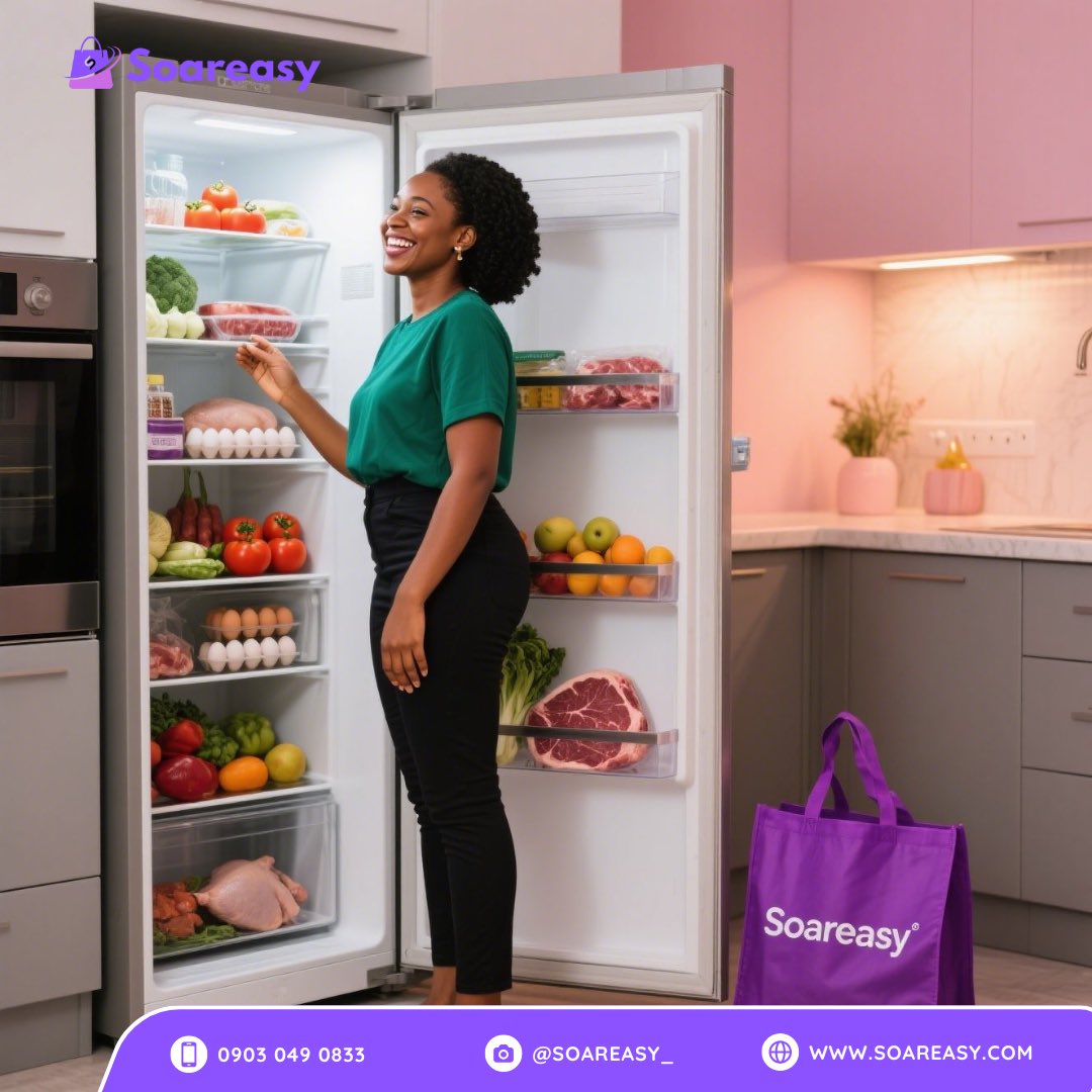 Adulting is realizing the real soft life is stocked groceries and steady light. 

And if one’s missing, at least Soareasy got you on the food part. 🛒💜

 #Soareasy #AdultingNaScam #NaijaLiving