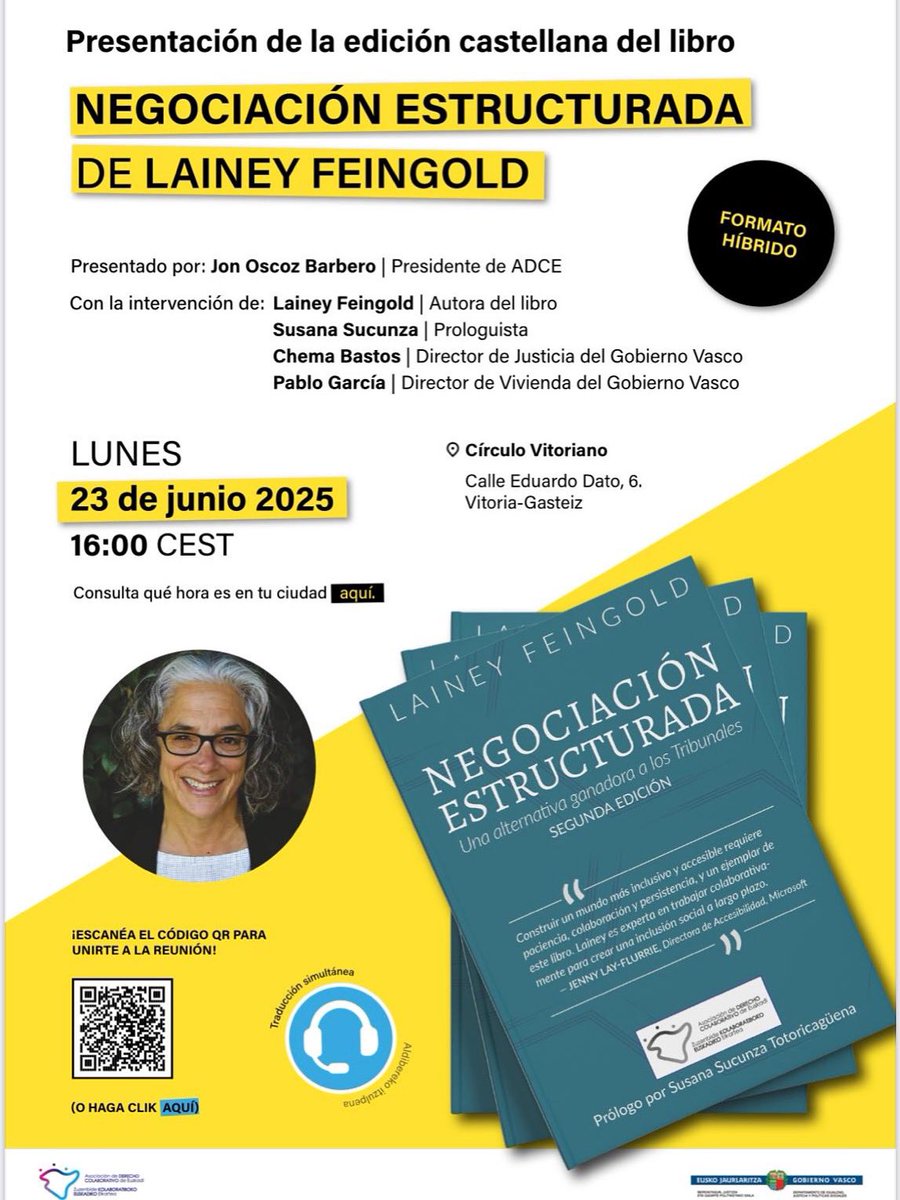 Hoy Presentación de la edición castellana del libro Negociación Estructurada de Lainey Feingold. Ya a la venta en Amazon
