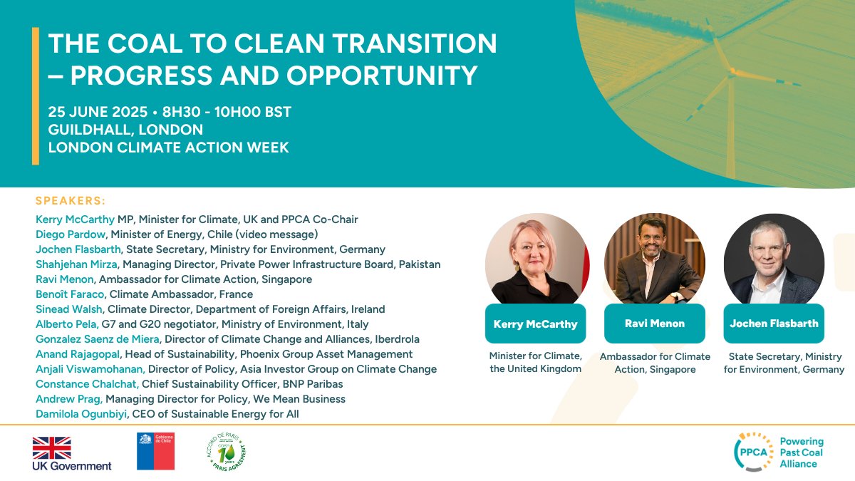 What can we learn from successful coal phase-outs and how can we catalyse further action?

Register for our LCAW event to hear government, business and finance leaders take stock of the progress made since the Paris Agreement and plan for the decade ahead.
poweringpastcoal.org/events/the-coa…