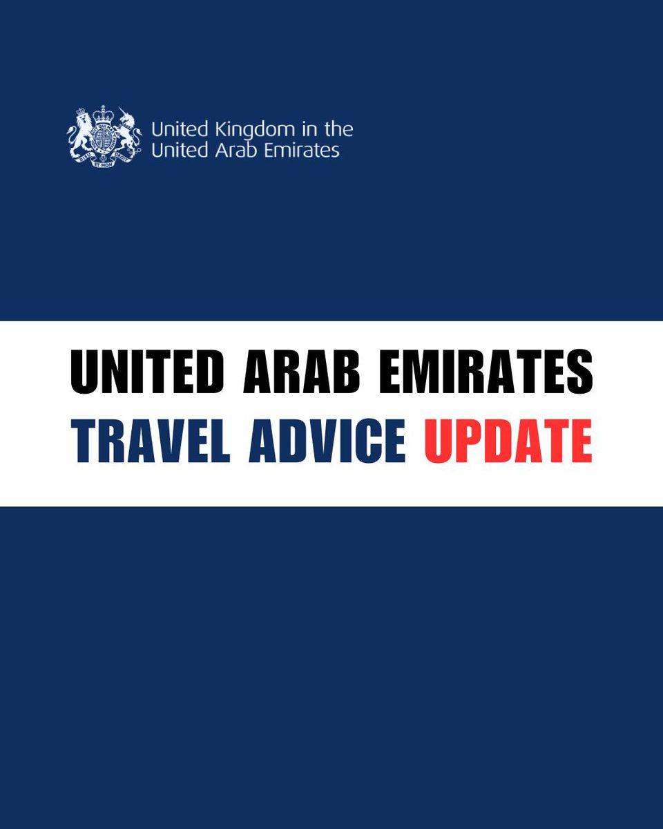 🚨 Travel disruption – UAE
Ongoing hostilities in the region and between Israel and Iran have the potential to deteriorate further, quickly and without warning, including since US military strikes against Iran on 22 June.