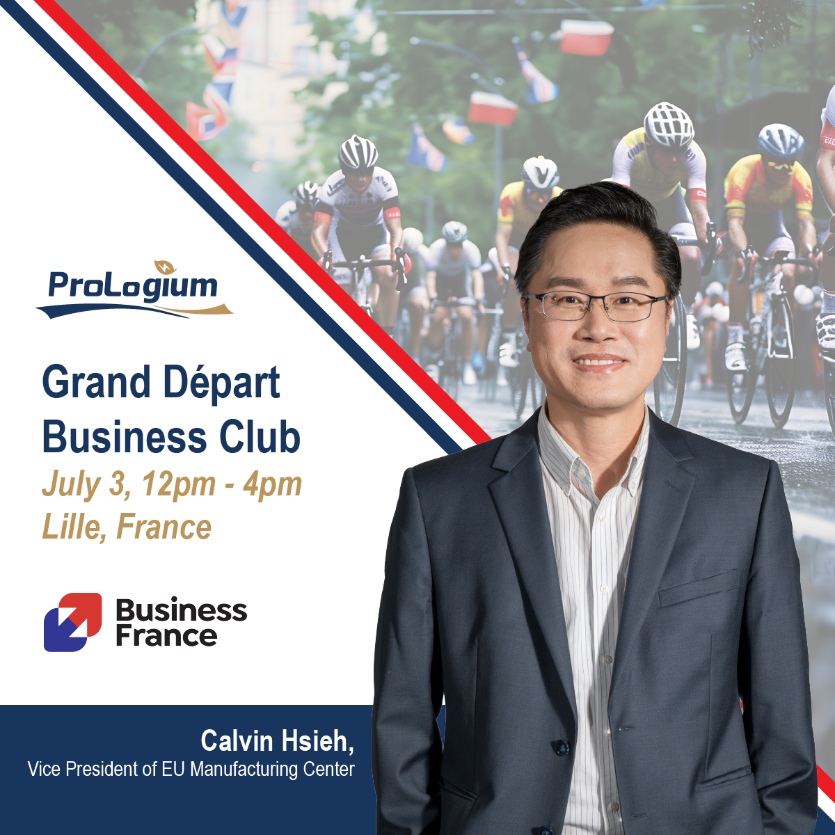 🚴ProLogium joins the momentum of the Tour de France to connect with France’s mobility industry
​
As the Tour de France kicks off, ProLogium will take part in the Grand Départ Business Club on July 3rd in Lille, an event organized by Business France to foster connections between