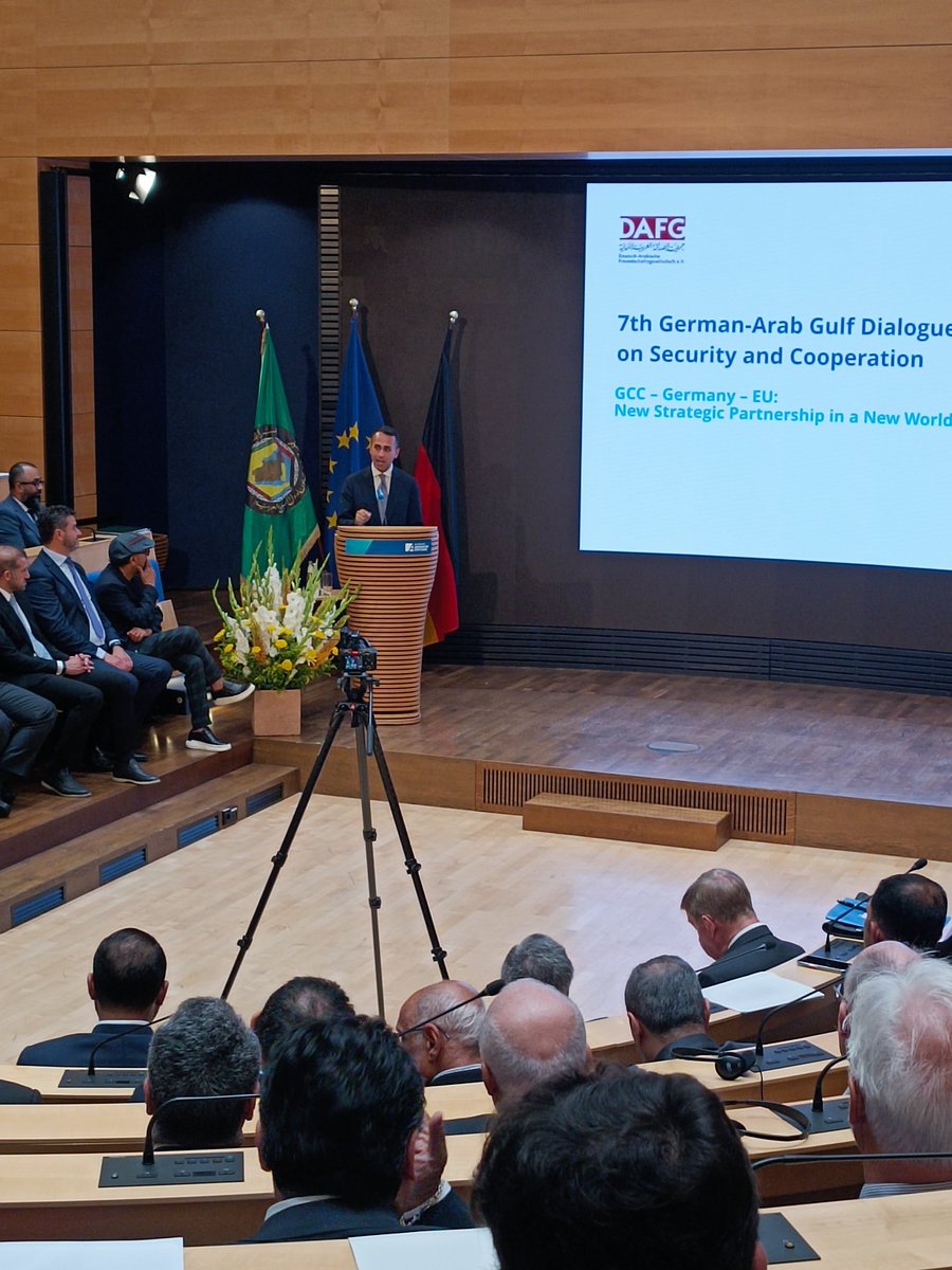 DAFG – Deutsch-Arabische Freundschaftsgesellschaft (@dafg_ev) on Twitter photo In his keynote, H.E. Luigi Di Maio, EU Special Representative for the Gulf <a href="/EUSR_Gulf/">Luigi Di Maio</a>, stressed that the EU and the Gulf share the same concerns — and the same solutions: diplomacy, trade, and innovation as pillars of stronger cooperation.
#GermanArabGulfDialogue In his keynote, H.E. Luigi Di Maio, EU Special Representative for the Gulf <a href="/EUSR_Gulf/">Luigi Di Maio</a>, stressed that the EU and the Gulf share the same concerns — and the same solutions: diplomacy, trade, and innovation as pillars of stronger cooperation.
#GermanArabGulfDialogue
