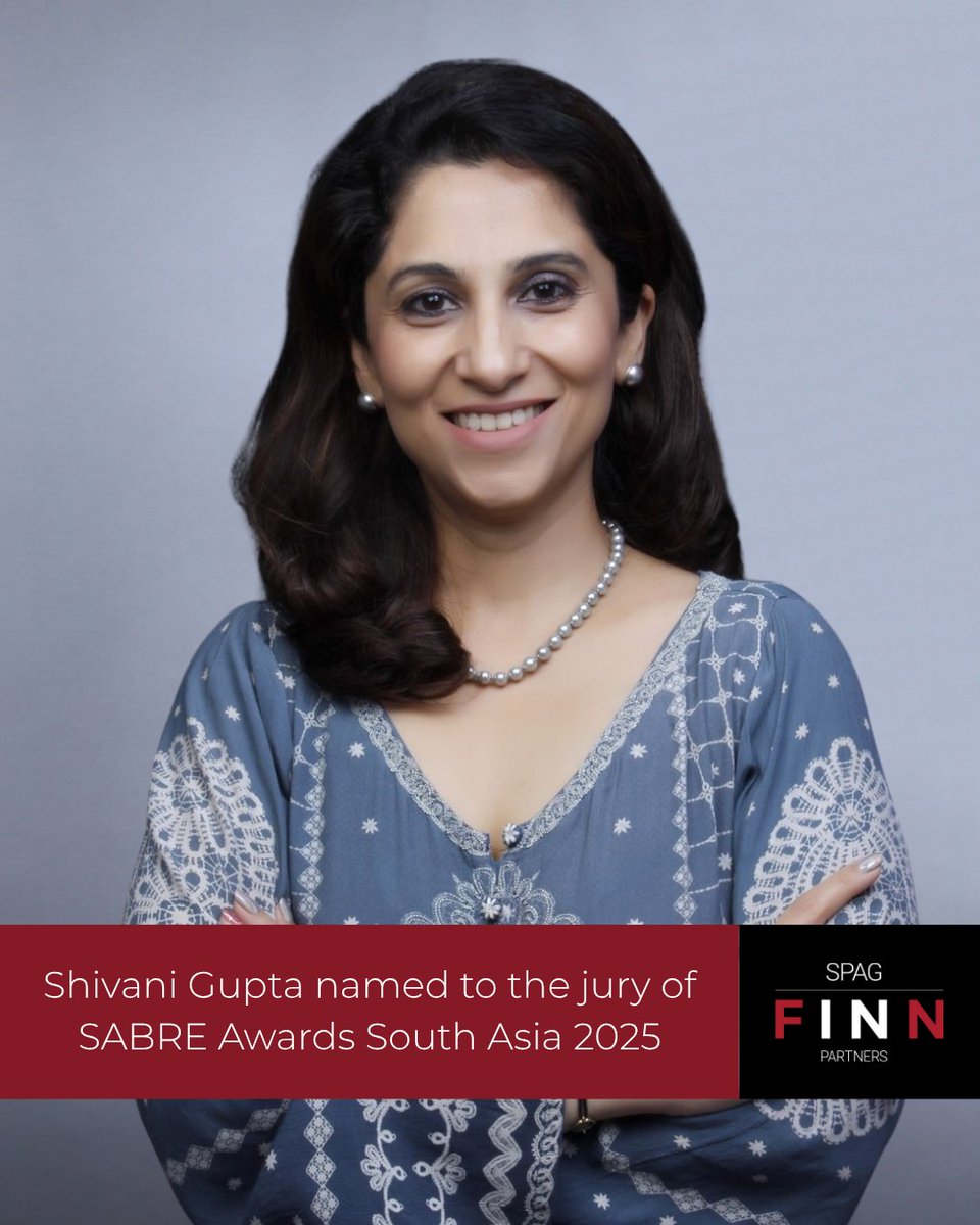 SPAG, A FINN Partners Company (@spagasia) on Twitter photo We’re proud to share that our Managing Partner, <a href="/shivanigupta07/">Shivani Gupta</a>, is on the SABRE Awards South Asia 2025 jury—bringing her industry vision and experience to help spotlight campaigns that inspire change and drive impact. We’re proud to share that our Managing Partner, <a href="/shivanigupta07/">Shivani Gupta</a>, is on the SABRE Awards South Asia 2025 jury—bringing her industry vision and experience to help spotlight campaigns that inspire change and drive impact.