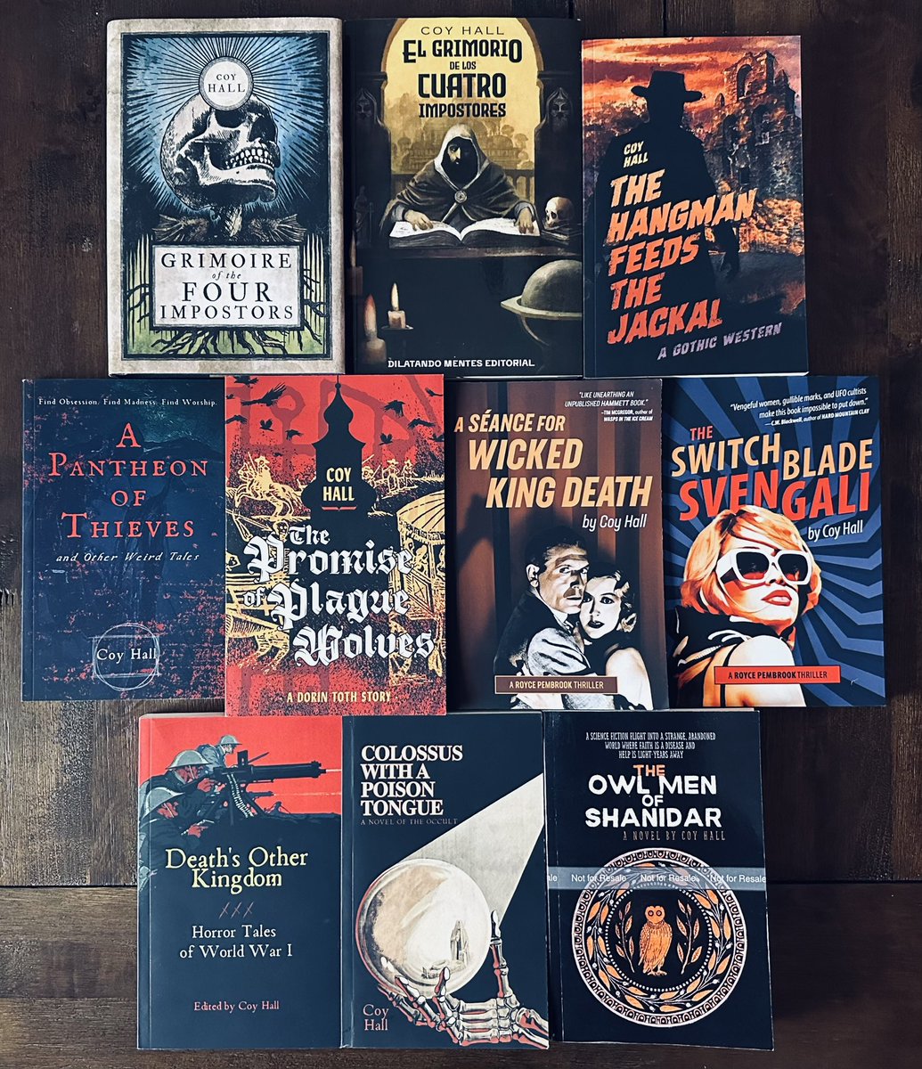 CoyHallBooks's tweet image. With genres ranging from horror to western to crime to science fiction, these are my books so far. Thank you to everyone who’s supported my work. It means everything to me.