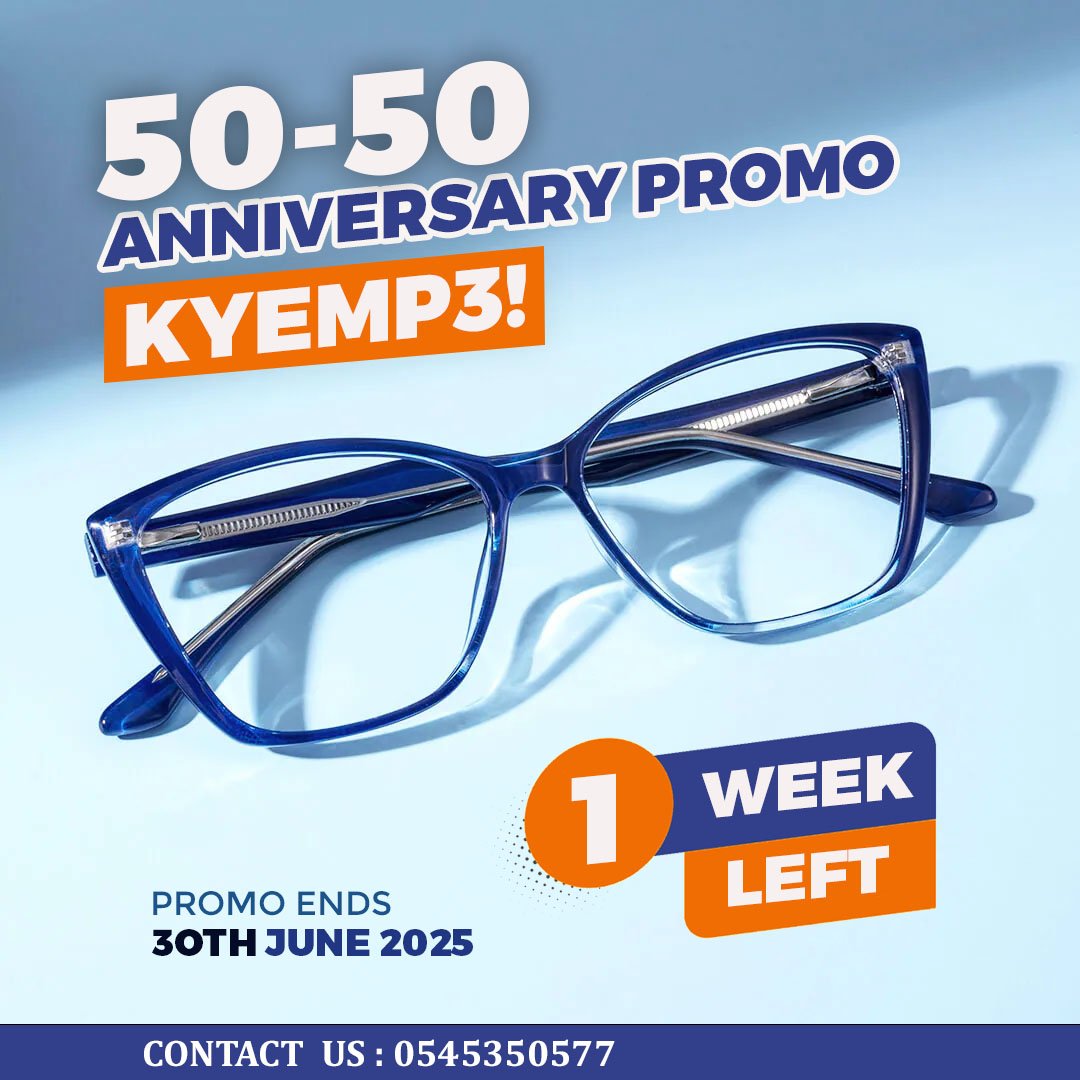 royaleyecaregh's tweet photo. Don't miss our 50-50 Anniversary promo offer before it expires! #KYEMP3 https://t.co/vukl7IbkKZ