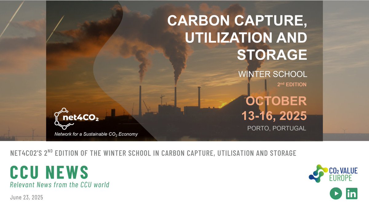 Our member NET4CO2 launches the 2nd Winter School in Carbon Capture, Utilisation and Storage in Porto 🇵🇹, 13–16 Oct 2025. The course aims to boost understanding and awareness of carbon capture technologies and its role in a low-carbon economy.
Register at t.ly/A-qDa.