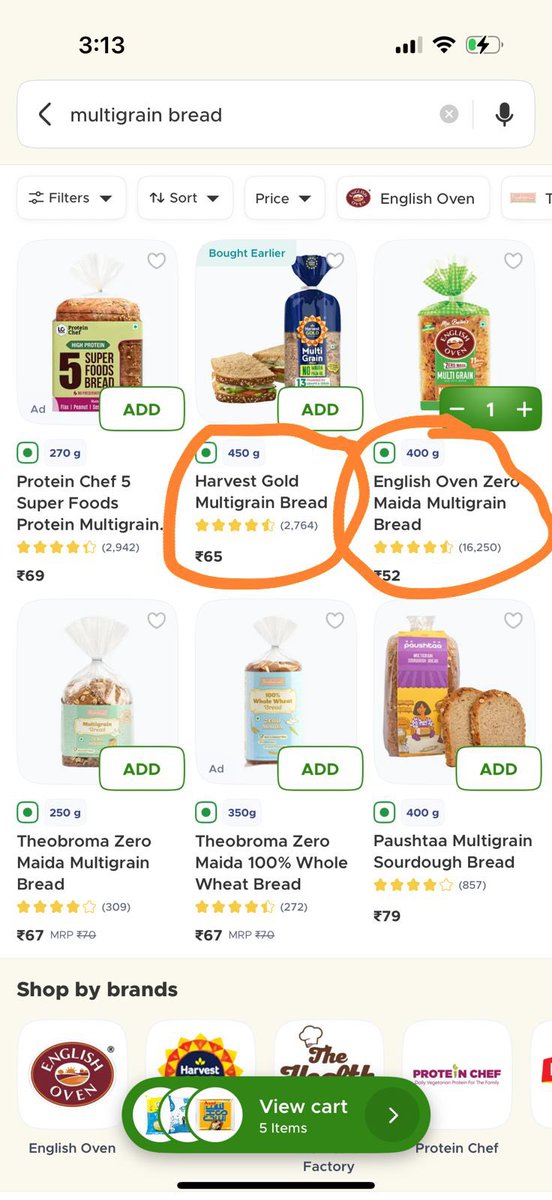RashmiPandey (@rashmip1) on Twitter photo <a href="/ZeptoNow/">Zepto</a> Loot in the name of “minute delivery” Harvest Gold Multigrain Bread 450g: ₹70 on Zepto, ₹65 on Blinkit.
English Oven 400g: ₹70 on Zepto, ₹52 on blinkit. Why such huge price gaps? And these are just a few! #PriceLoot <a href="/letsblinkit/">Blinkit</a> <a href="/jagograhakjago/">Consumer Affairs</a> <a href="/consaff/">Consumer Affairs</a> <a href="/ZeptoNow/">Zepto</a> Loot in the name of “minute delivery” Harvest Gold Multigrain Bread 450g: ₹70 on Zepto, ₹65 on Blinkit.
English Oven 400g: ₹70 on Zepto, ₹52 on blinkit. Why such huge price gaps? And these are just a few! #PriceLoot <a href="/letsblinkit/">Blinkit</a> <a href="/jagograhakjago/">Consumer Affairs</a> <a href="/consaff/">Consumer Affairs</a>