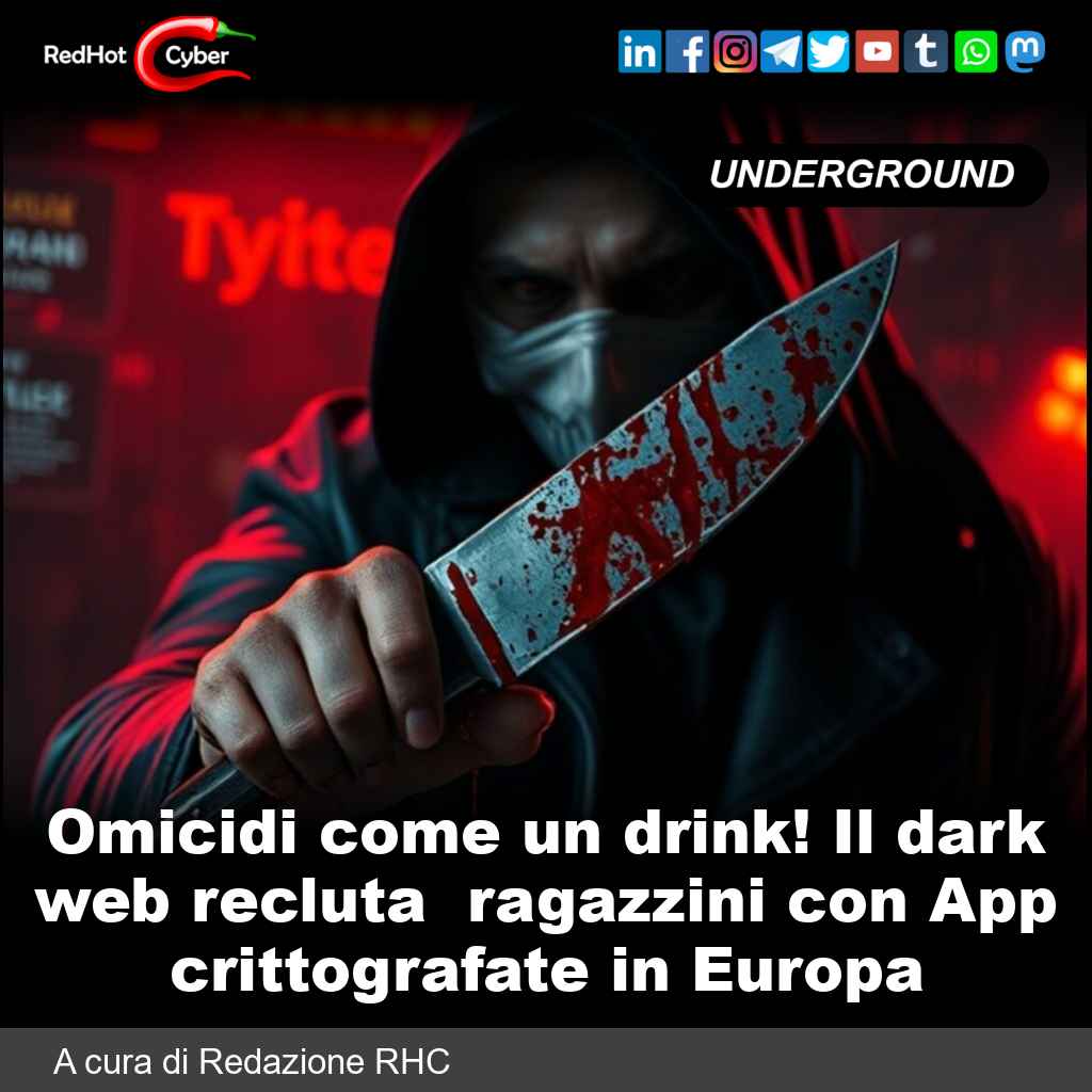 Omicidi come un drink! Il dark web recluta ragazzini con App crittografate in Europa

📌 Link all'articolo : redhotcyber.com/post/al-via-gl…

#redhotcyber #hacking #cti #ai #online #it #cybercrime #cybersecurity #technology #news