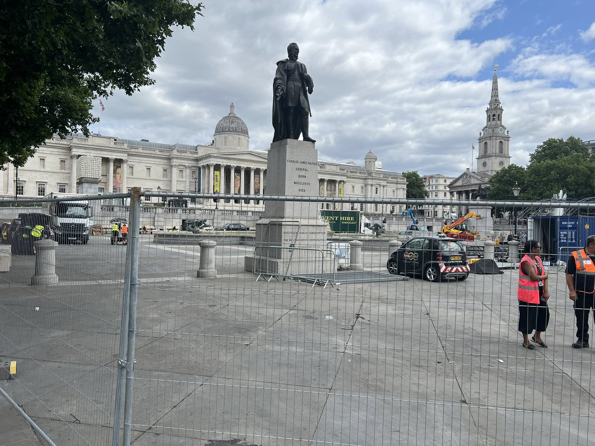 Some confusion at Trafalgar Square where Palestine Action are due to protest at 12pm after being moved from outside Parliament.

But it is currently sealed off while they take down staging from events over the weekend.

“They won’t be able to get in”, a contractor tells me.