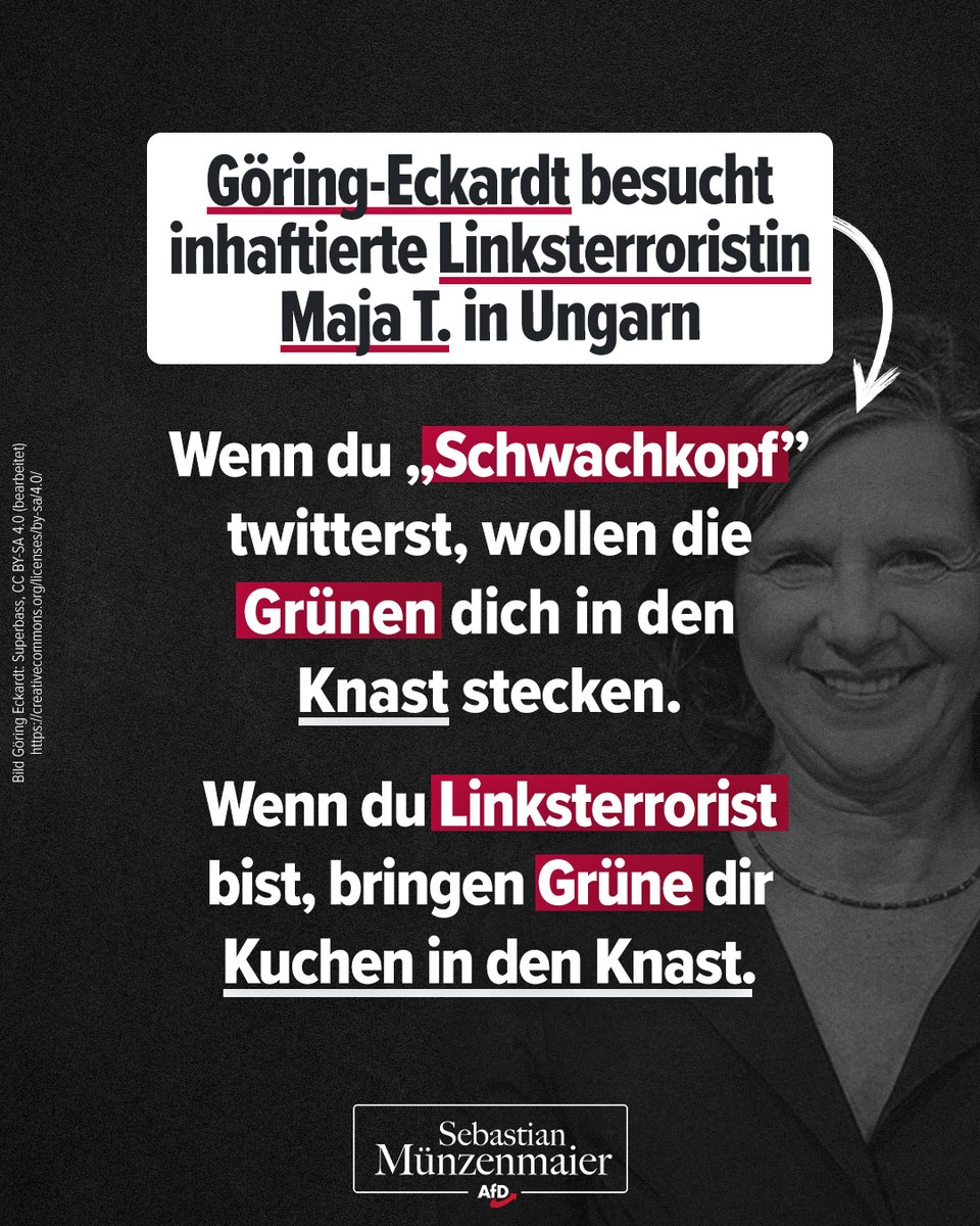 Ach, die Grünen. Hüter der Doppelmoral seit 1980.

Während der brave Bürger beim falschen Tweet vor den Staatsanwalt gezerrt wird, umgarnt man linke Gewalttäter mit politischer Fürsorge – wahrscheinlich inklusive veganem Kuchen und verständnisvollem Nicken.

TM