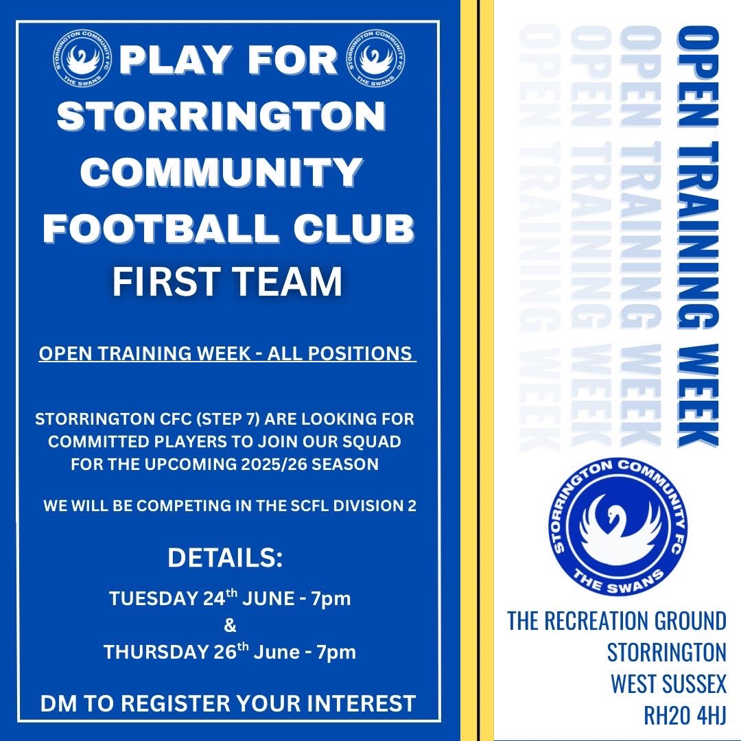 StorringtonFC's tweet image. Fantastic playing opportunities still available at Storrington Community FC
DM if you are interested in coming along 🦢
@TheSCFL @thesnlfdod @NonLeagueCrowd @NonLeagueHQ1 @NonLeague250
#SWANS1sts