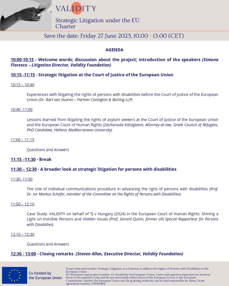 Forum for Human Rights (@for_umhr) on Twitter photo ⚖️💻 #POZVÁNKA NA WEBINÁŘ I S nadací <a href="/ValidityNGO/">Validity Foundation</a> vás s potěšením zveme na nadcházející mezinárodní webinář "Strategické soudní spory v rámci Listinu základních práv EU a dalších mechanismů mezinárodního práva"
📷 Registrace do 25. června 2025 na: us02web.zoom.us/.../WN_IPr4HNC…... ⚖️💻 #POZVÁNKA NA WEBINÁŘ I S nadací <a href="/ValidityNGO/">Validity Foundation</a> vás s potěšením zveme na nadcházející mezinárodní webinář "Strategické soudní spory v rámci Listinu základních práv EU a dalších mechanismů mezinárodního práva"
📷 Registrace do 25. června 2025 na: us02web.zoom.us/.../WN_IPr4HNC…...