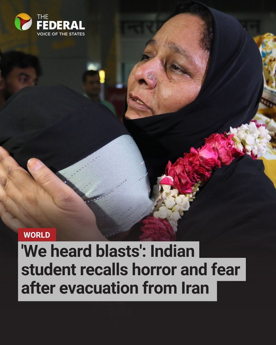 TheFederal_News's tweet image. The future of students evacuated from #Iran amid the escalating #IranIsraelConflict is uncertain as they share the horrifying experience of hearing #bombs drop, as the reality of going back to #India dawned on them, writes @shweta_journo.

Read more: thefederal.com/category/news/…