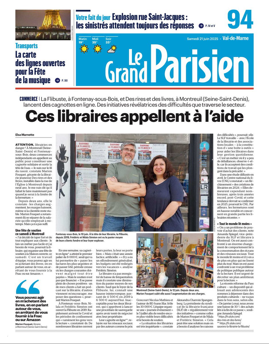 LaFlibuste_Lib's tweet image. Merci @leparisien_94  et @ElsaMarnette pour cet article sur les librairies indépendantes et leurs problématiques 

fr.ulule.com/sauvons-la-lib…