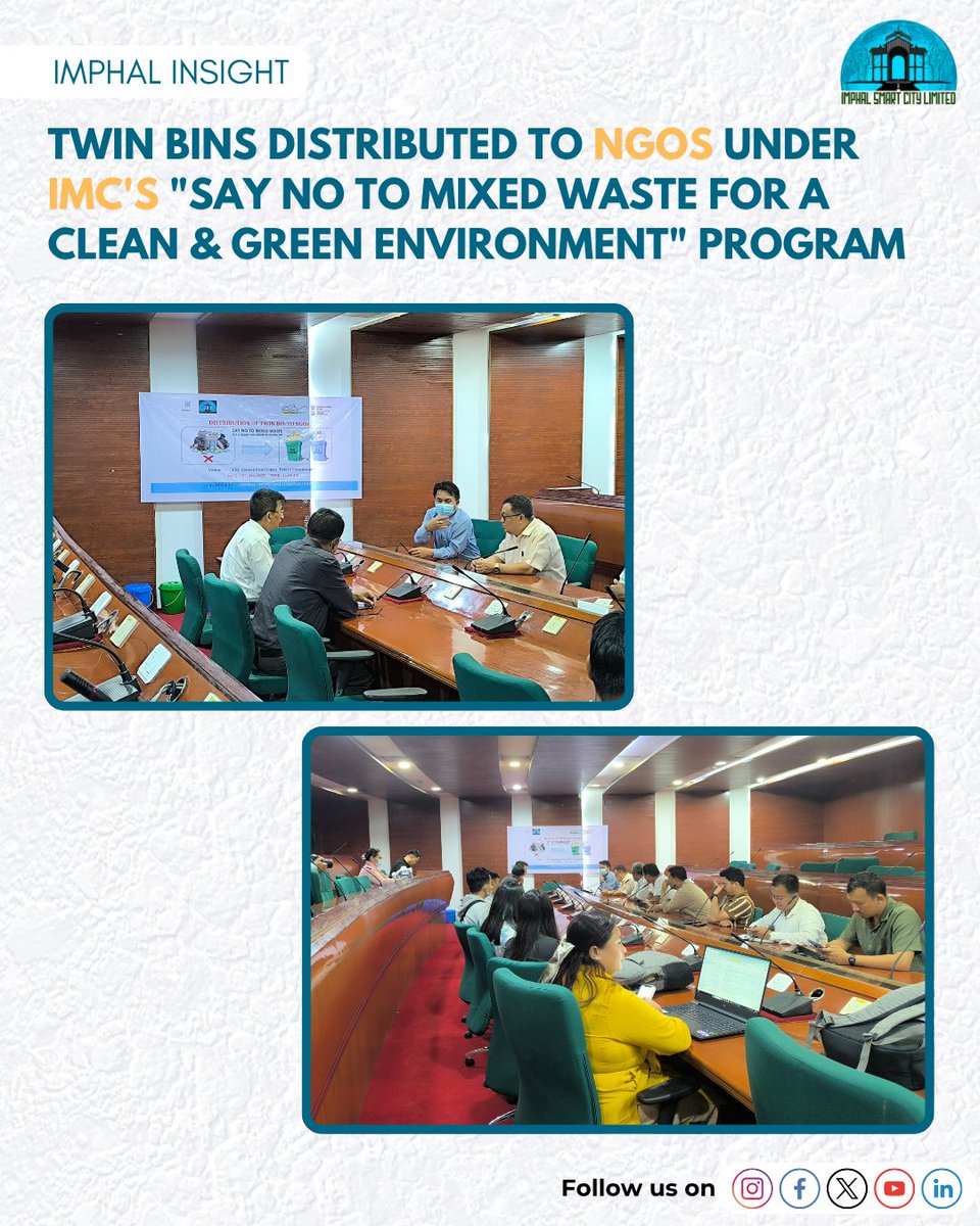 ImphalSmartCity's tweet photo. An event was held at City Convention, Palace Compound under the theme "Say No to Mixed Waste for a Clean and Green Environment", organized by the Imphal Municipal Corporation, where twin bins were distributed to NGOs
#WasteSegregation #MAHUD #WasteCollection #smartcityimphal https://t.co/rF5MmHAwNv