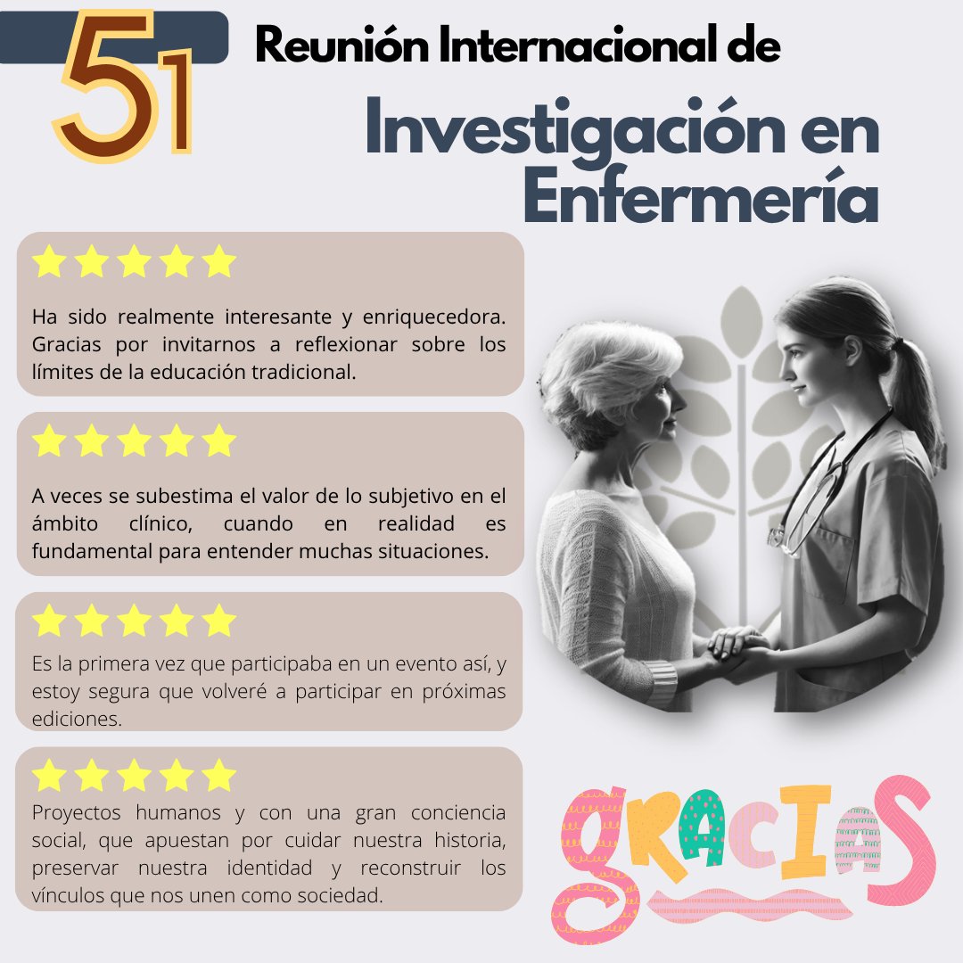 🩺 ¡GRACIAS por vuestra implicación en la #51ReuniónEnfermería!
Vuestros aportes, reflexiones y energía han hecho de este encuentro un espacio vivo de conocimiento y compromiso con el cuidado.
Nos llevamos aprendizaje, inspiración y muchas ganas de seguir investigando. 💙